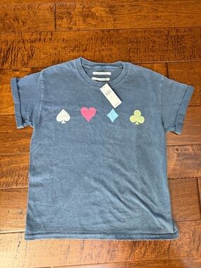 Anthropologie Blue Card Suit Graphic Tee